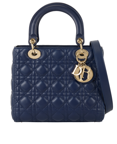 Medium Lady Dior, &pound;1,900, Handbags, Blue, Leather, Front view
